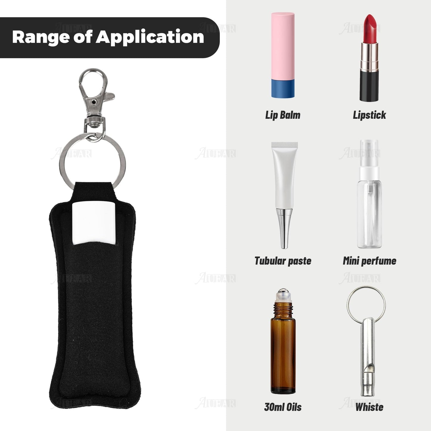 AUEAR, 10 Pack Lip Balm Sleeves Lipstick Holder Chapstick Keychain Holders Gloss for Women and Girls