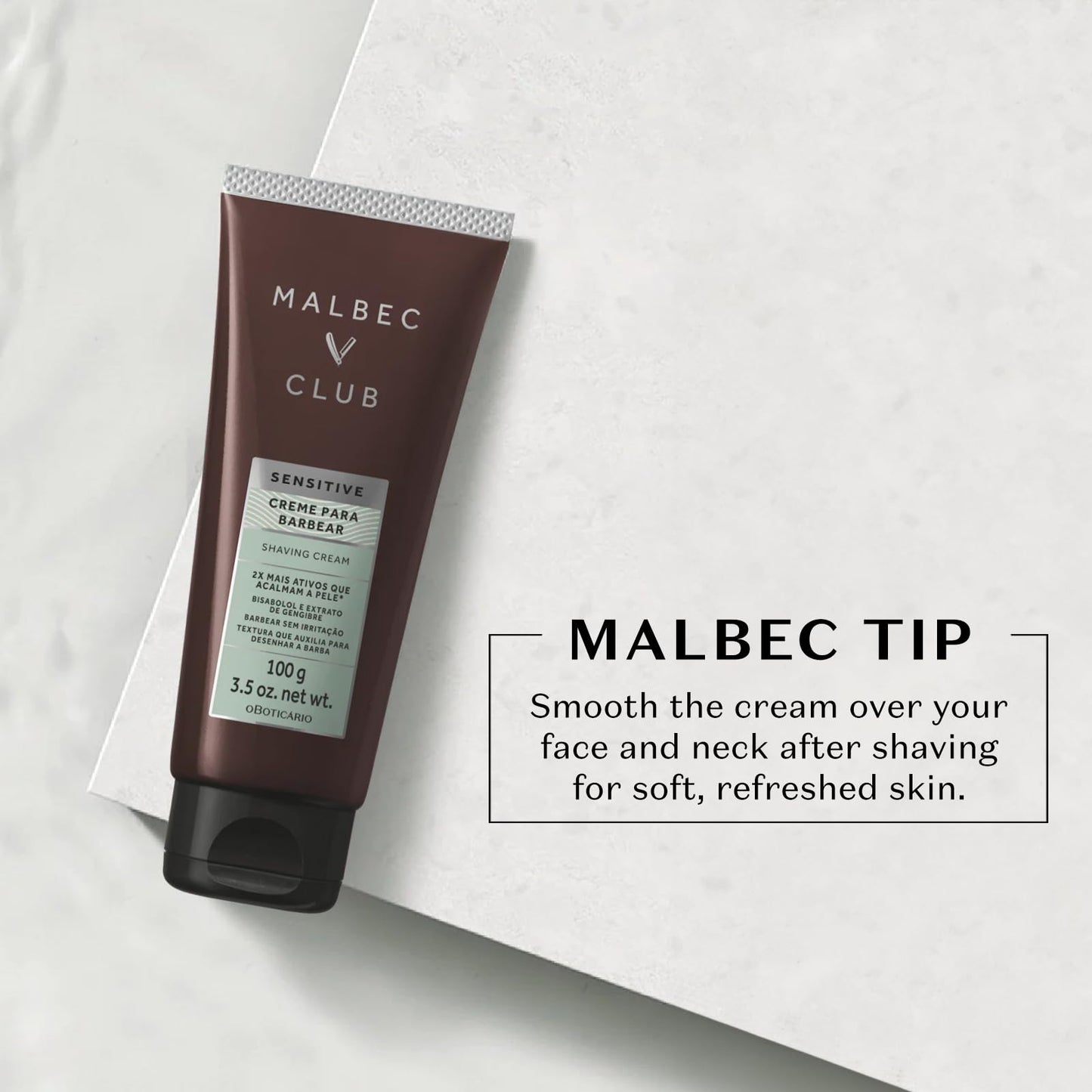 Malbec Club Sensitive Shaving Cream for Men, Premium Lightweight, Non-Foaming or irritating, Hydrates Dry Skin, Razor-Friendly Formula, 3.5 Ounce