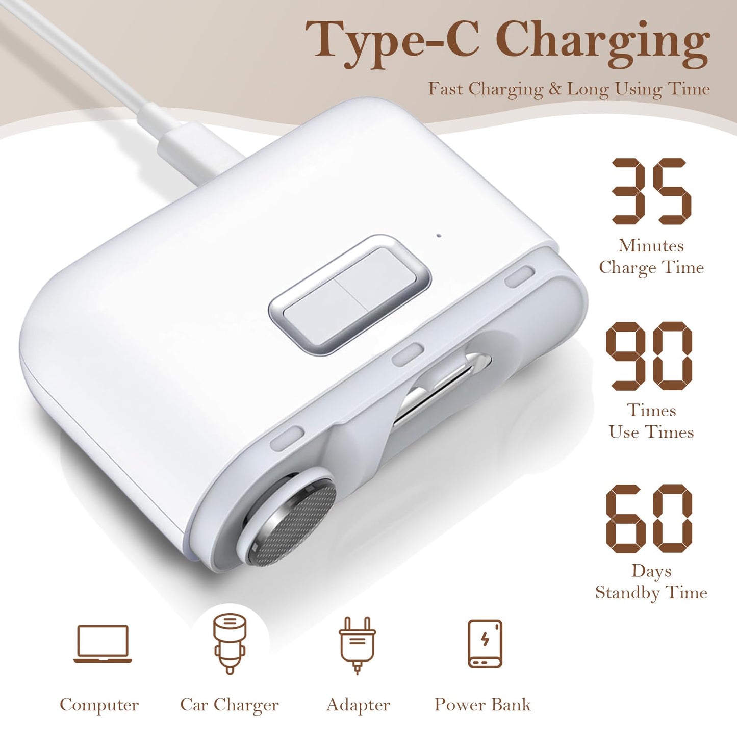 Electric Nail Clipper with Polishing, 3-in-1 Automatic Nail Trimmer with LED Light & Nail Scraps Storage, 2 Speeds Portable Fingernail Clipper for Adults, Seniors, Women, Men and Kids (White)