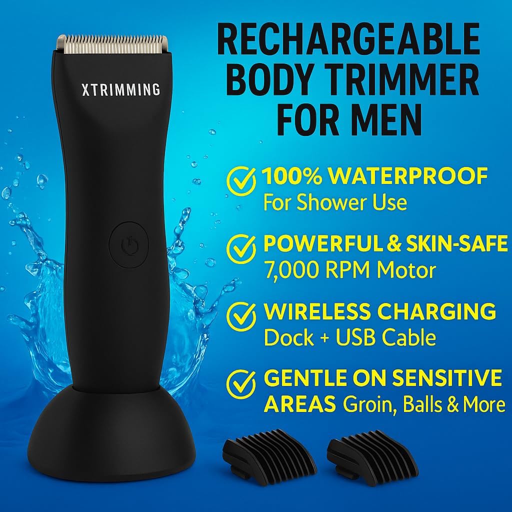 Men's Body Hair Trimmer - Personal Groomer for Smooth Shaving | Waterproof Design, Ergonomic Grip
