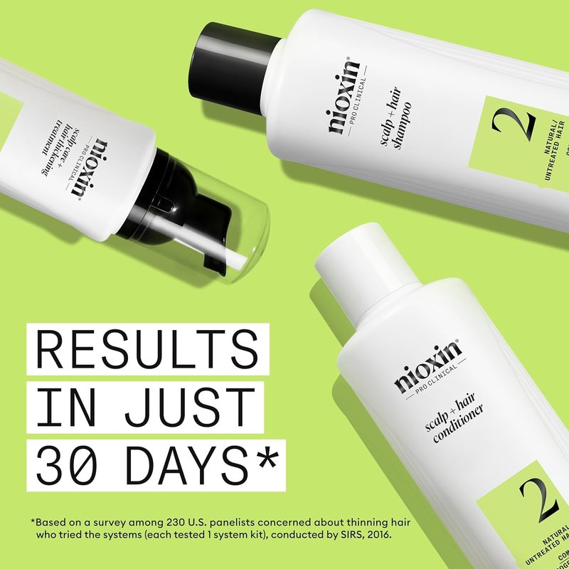 Nioxin System Kit 2, Cleanse, Condition, & Treat the Scalp for Thicker & Stronger Hair, 3 Month Supply + Night Density Rescue, Overnight Leave-in Antioxidant Serum for Hair Density and Thickness