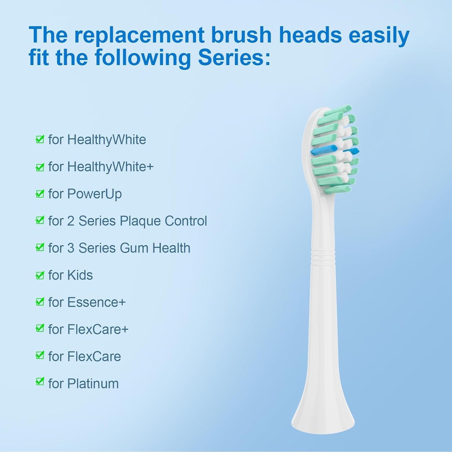 Replacement Toothbrush Heads Compatible with Philips Sonicare Electric Toothbrush,Replacement Brush Head for Replacement Heads C1 C2 G2 W 4100 HX9023/65 HX6062/65 and More Sonicare Snap-on Handles