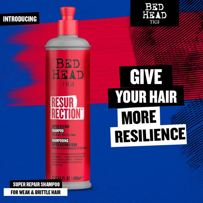 TIGI Bed Head Resurrection Repair Shampoo - Restores Damaged Hair | 13.53 fl oz (Pack of 2)