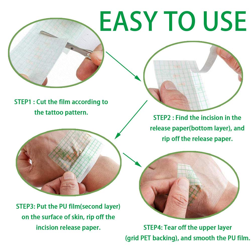Tattoo Aftercare Bandage Roll 8" x 10 Yard - Waterproof Transparent Film for Tattoo Initial Healing and Skin Repair Adhesive Tattoos Supply Wrap