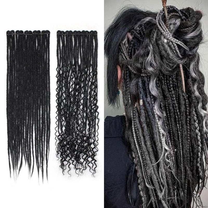 Clip-In Dreadlock Extensions - 24 Inch Synthetic Dreads for Women | 10 PCS Mixed Colors
