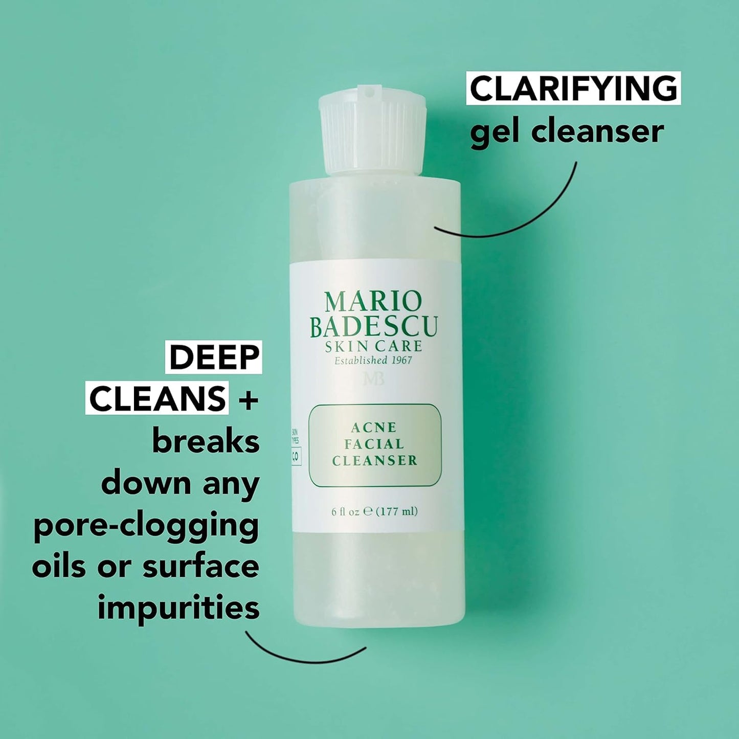 Mario Badescu Acne Facial Cleanser & Anti-Acne Serum | Oil-Free Face Wash & Clarifying Gel Duo with Salicylic Acid & Aloe Vera | Deep Pore Clean & Clogged Pores Treatment for Clearer Skin| 6 + 1 Fl Oz