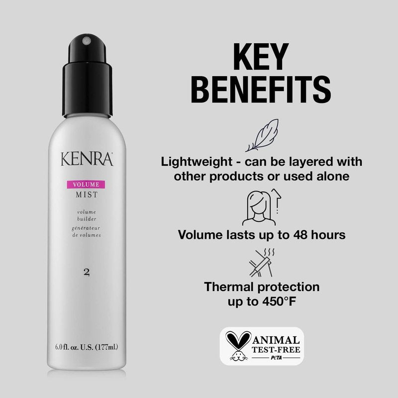 Kenra Professional Volume Mist 2 | Volume Builder | Lightweight, Fine Mist | Low Hold, Flexible Fininsh | Thermal Protection | Volume That Lasts Up To 48 hours | All Hair Types | 6 fl. oz. (2-Pack)