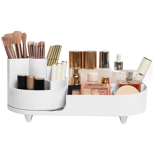 Artcochan Makeup Organizer Countertop Rotating Makeup Organizer for Vanity Large Capacity Cosmetic Display Case with Makeup Brush Holder Cosmetic Organizer Countertop（White）