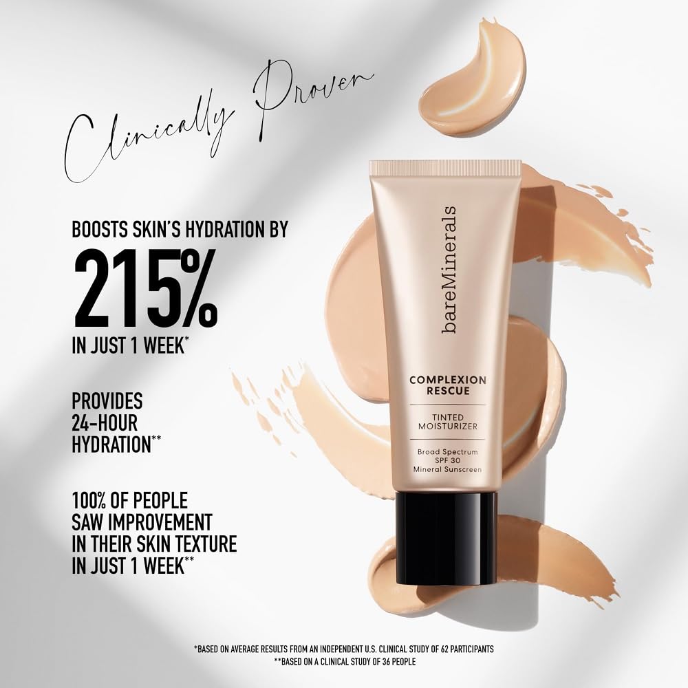 bareMinerals Complexion Rescue Tinted Moisturizer for Face with SPF 30, Full Size, Mahogany 11.5, Vegan, Cruelty-Free & Dermatologist-Tested