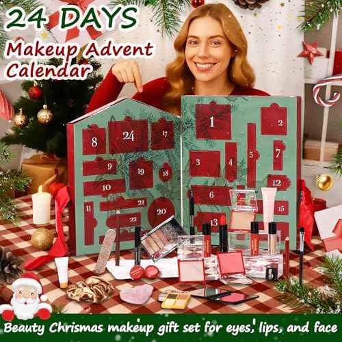 Makeup Advent Calendar 2025, 24 Days Christmas Countdown Calendar Gift Set for Adult Women Teen Girls, Xmas Holiday Beauty & Cosmetic Surprise Make up Kit for Women Full Kit