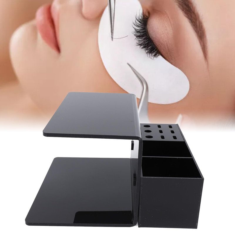 Yosoo Acrylic Eyelash Extension Pillow Shelf Stand, Organizer with 9 Compartments for Eyelash Salons, Eyelash Extension Pillow Shelf Stand Training Schools Eyelash Extension Pillow (Black)