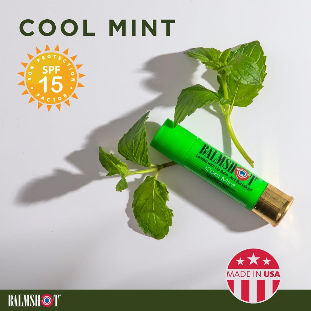 BALMSHOT Lip Balm 4-Pack - SPF 15 Beeswax with Aloe & Vitamin E | Classic, Cool Mint, Vanilla Mint & Pink Camo