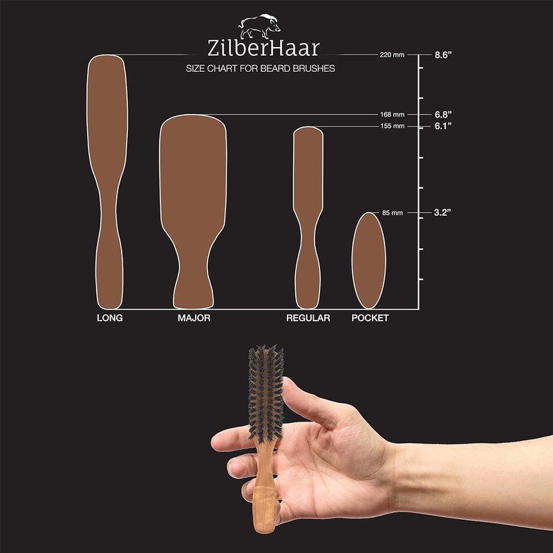 ZilberHaar Beard Brush - Soft Boar Bristles for Grooming | Promotes Growth & Straightens Beards