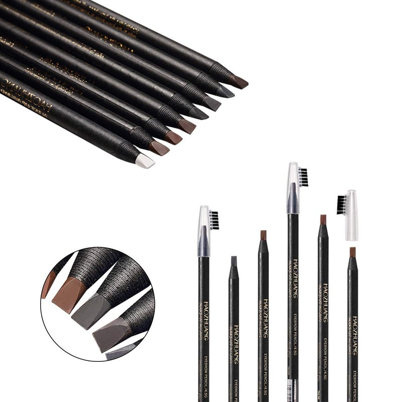 Microblading Eyebrow Pencil Set - Waterproof Pull Cord Peel-Off Brow Pencils for Marking & Filling | 5pcs, Black