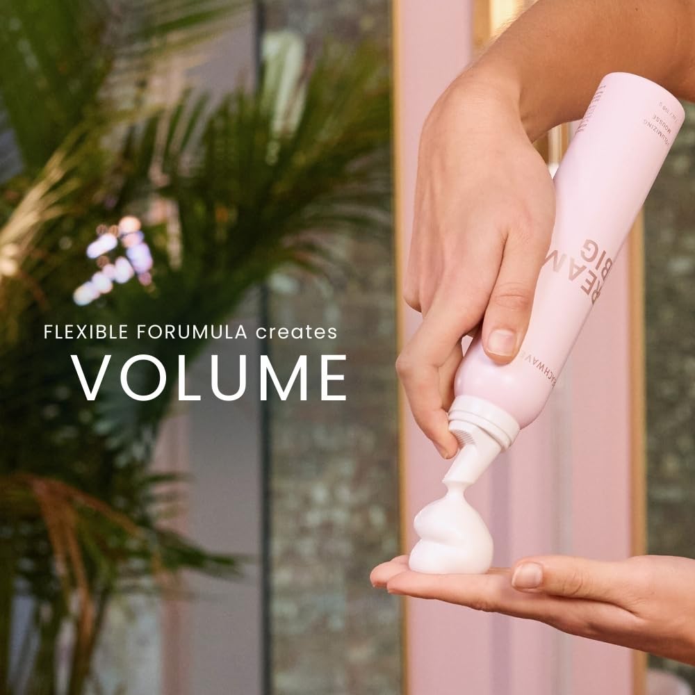 Beachwaver The Co. Dream Big Volumizing Mousse - Full Size (7 Oz) | Lightweight, Flexible Vegan Mousse for Volume & Hold | Add Fullness to Damp or Dry Hair | Polynesian Pink Sugar Fragrance