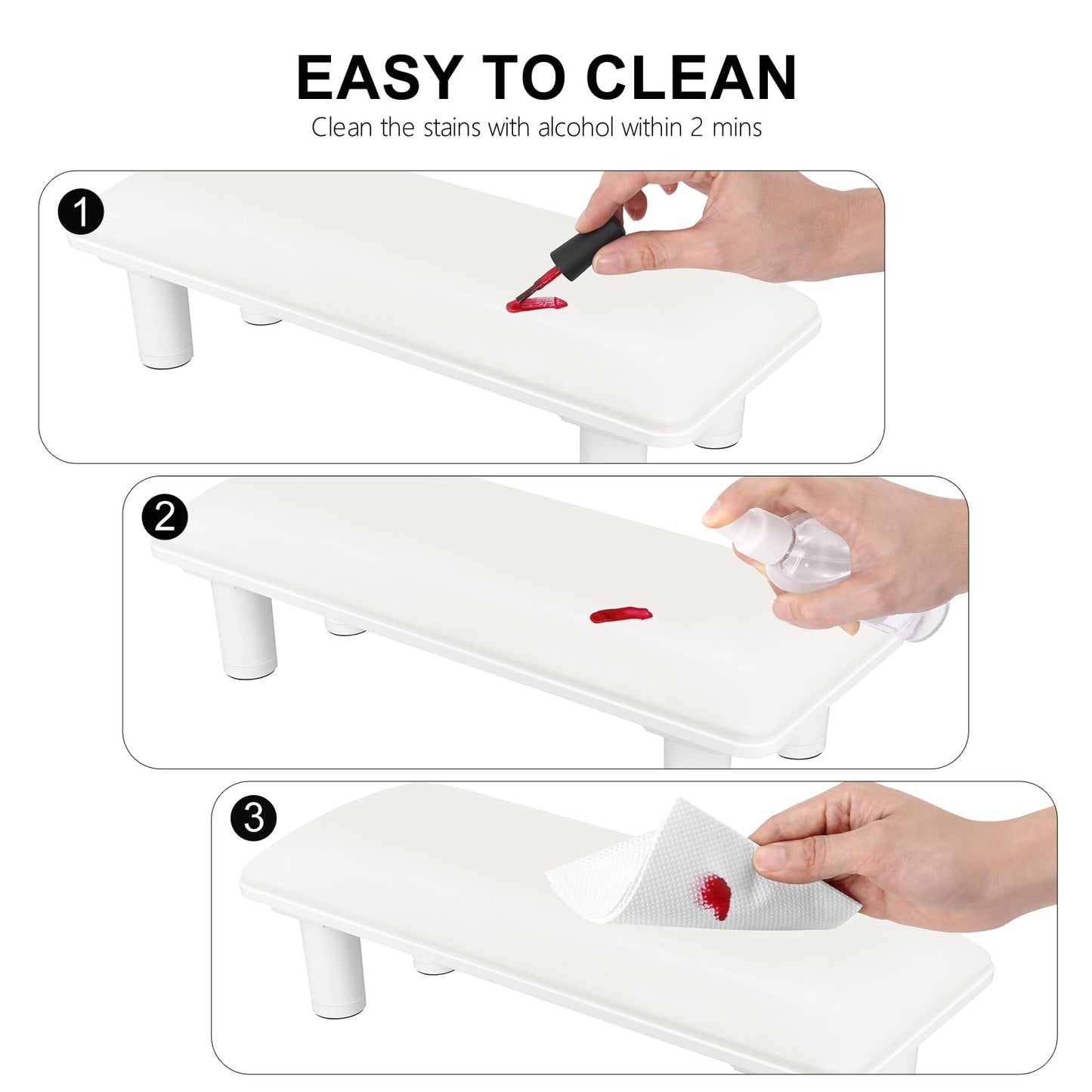 Arm Rest for Nails Tech,Height Adjustable Nail Arm Rest Stand,Cleanable Leather Hand Rest Holder Pillow,Manicure Armrest with Detachable Plastic Legs,Anti-slip
