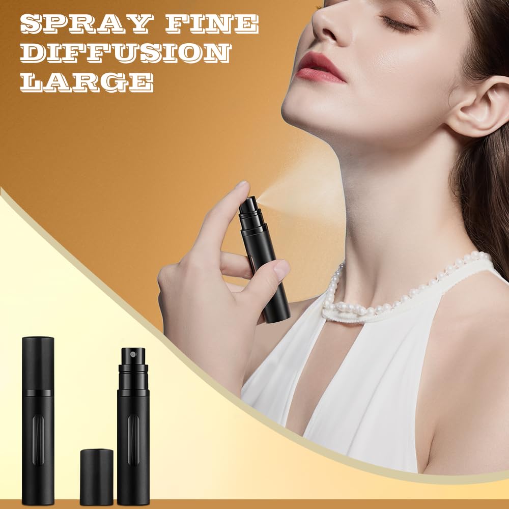 DIOHIO 5ml Perfume Atomizer Travel Refillable,Mini Cologne Dispenser, Bottom-Filling Fragrances Perfumes Bottle,Portable Sprayer Pocket Size for Women Men Cruise Car Trip Gift 2pcs (grey-silver)