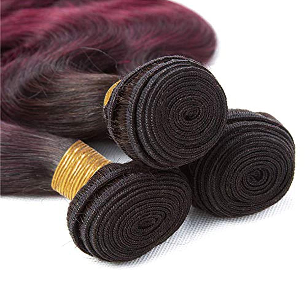 1B99J Human Hair Bundles Burgundy Body Wave Bundle Brazilian Unprocessed Virgin Hair 3 Bundles 18 20 22 Inch 1B99J Bundle Hair Extensions