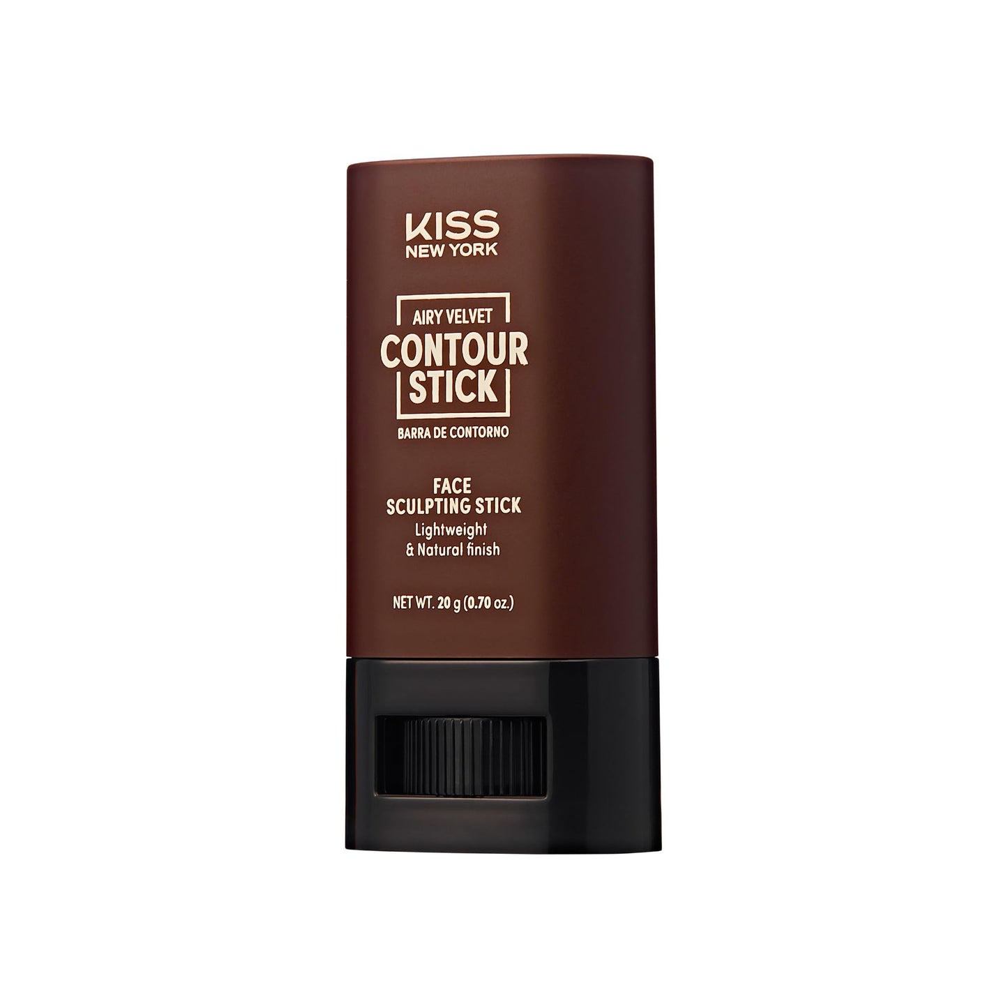 Kiss New York Airy Velvet Contour Stick, Cool Toned Face Sculpting Cream Makeup, Buildable with Lightweight Natural Finish, Hyaluronic Acid & Green Tea Extract (8 Deep, 0.70 Ounce)