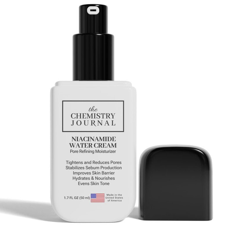 THE CHEMISTRY JOURNAL Niacinamide Water Cream - Pore Refining Face Moisturizer, Oil Control, Ultimate Hydration, Lightweight Cream, Radiant/Even Complexion. Made in the United States of America.
