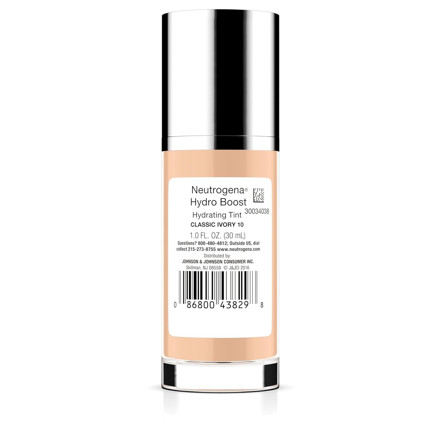 Neutrogena Hydro Boost Hydrating Tint Foundation - Lightweight Oil-Free Makeup with Hyaluronic Acid | 10 Classic Ivory, 1.0 fl. oz