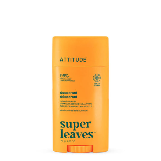 ATTITUDE Aluminum Free Deodorant, Natural Origin Ingredients, EWG Verified, Odor Control With Baking Soda, Twist & Glide, Dermatologically Tested, Vegan, Orange Blossom & Eucalyptus, 2.64 Oz