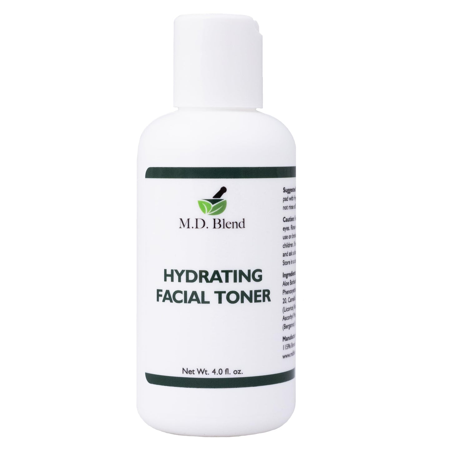 M.D. Blend Hydrating Facial Skin Care Toner Mist for Deep Rejuvenation and Refreshed Skin Beauty, Infused with Witch Hazel, Aloe Vera, Chamomile, and Green Tea Extracts, Additive-Free, 4 Oz