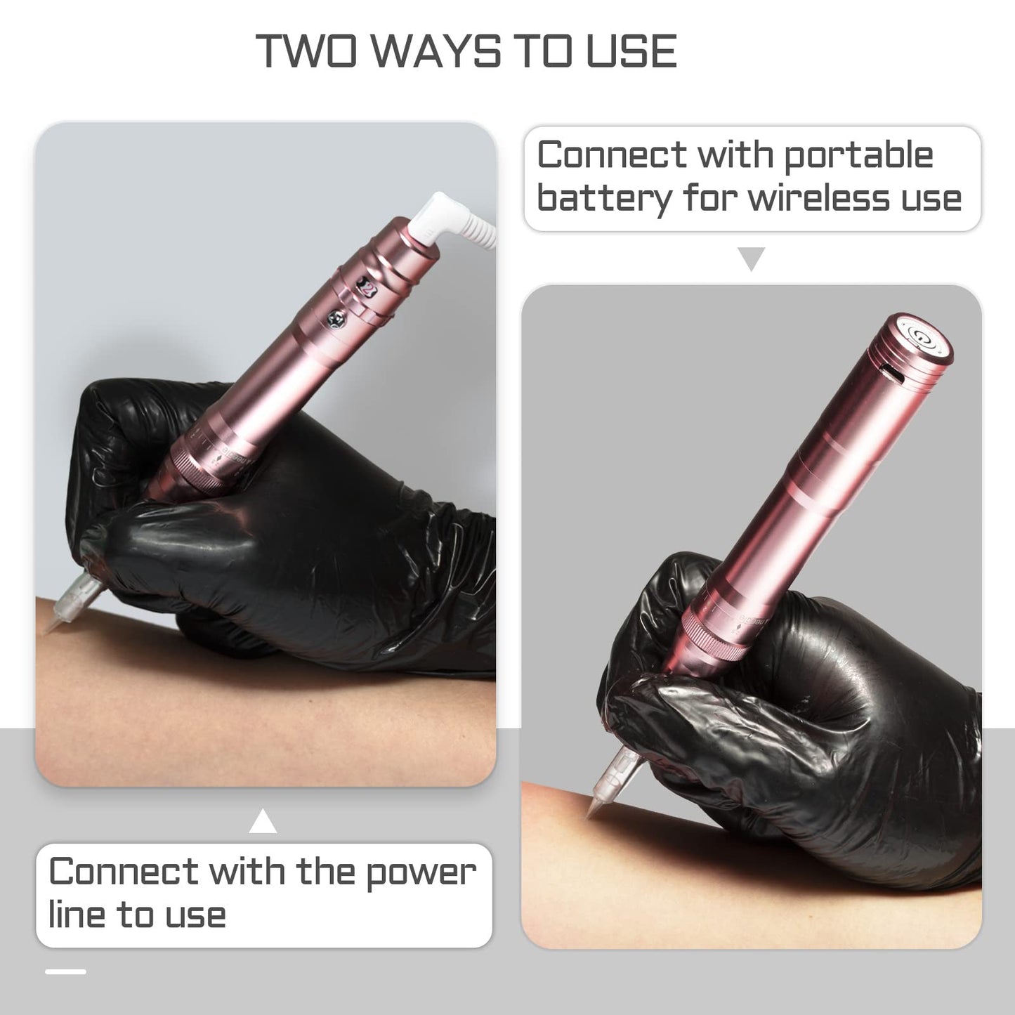 Whalrace PMU Machine, cordless Permanent Makeup Machine Kit with 10 PMU Needles & 1 Lithium Battery, Tattoo Machine Microblading Machine for Eyebrows, Lips, Eyeliners - Rose Gold