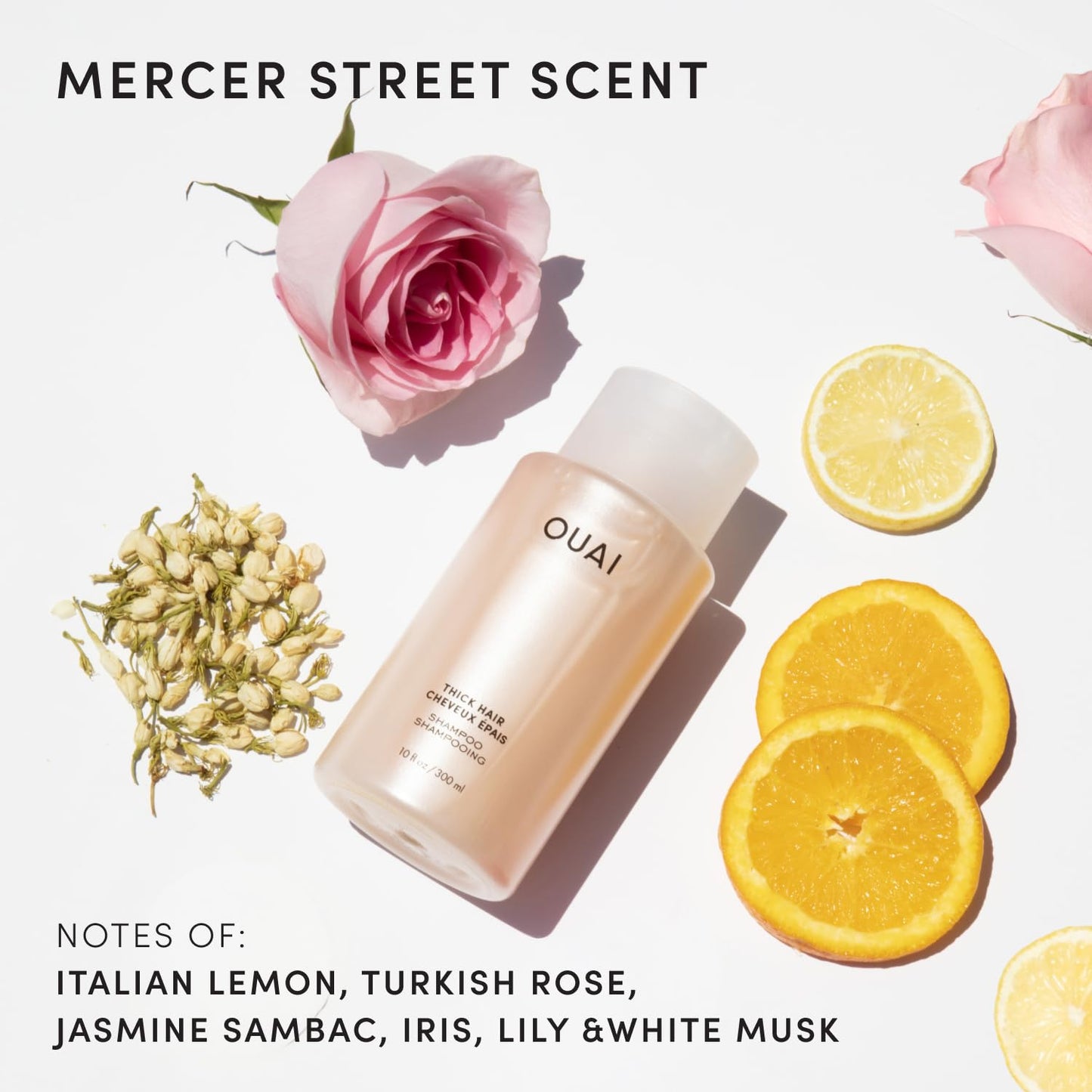 OUAI Thick Hair Shampoo - Hydrating Shea Butter Shampoo for Full, Frizzy Hair - Deeply Moisturizing, Detangling, Split Ends - Marshmallow Root, Avocado Oil & Keratin - Sulfate Free 10 Oz