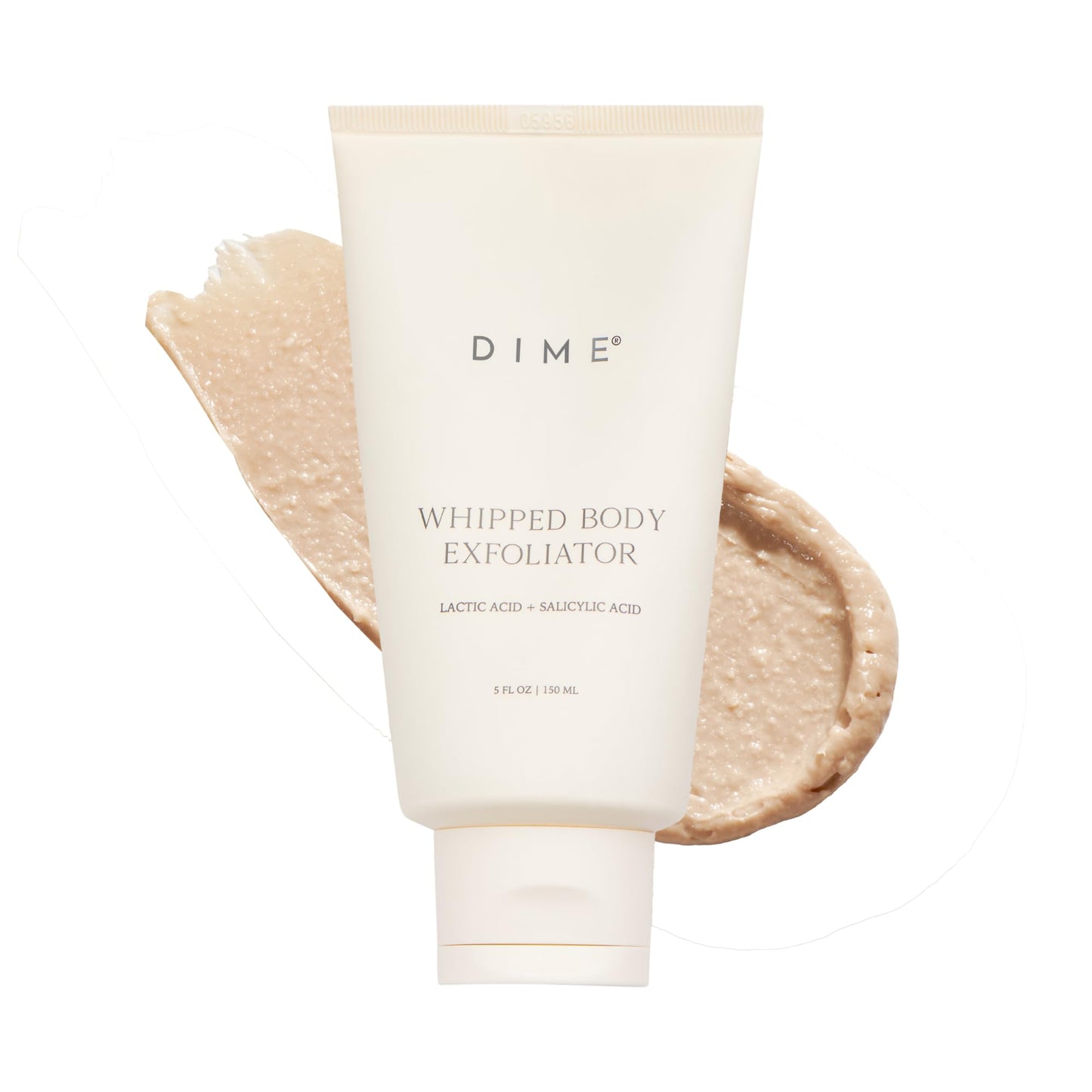 DIME Beauty Whipped Body Exfoliator - Smoothing Body Scrub with Cellulose Bead Technology, Salicylic Acid and Lactic Acid, Gentle Exfoliant for Soft Skin, Vegan, Cruelty-Free, 5 oz / 150 ml