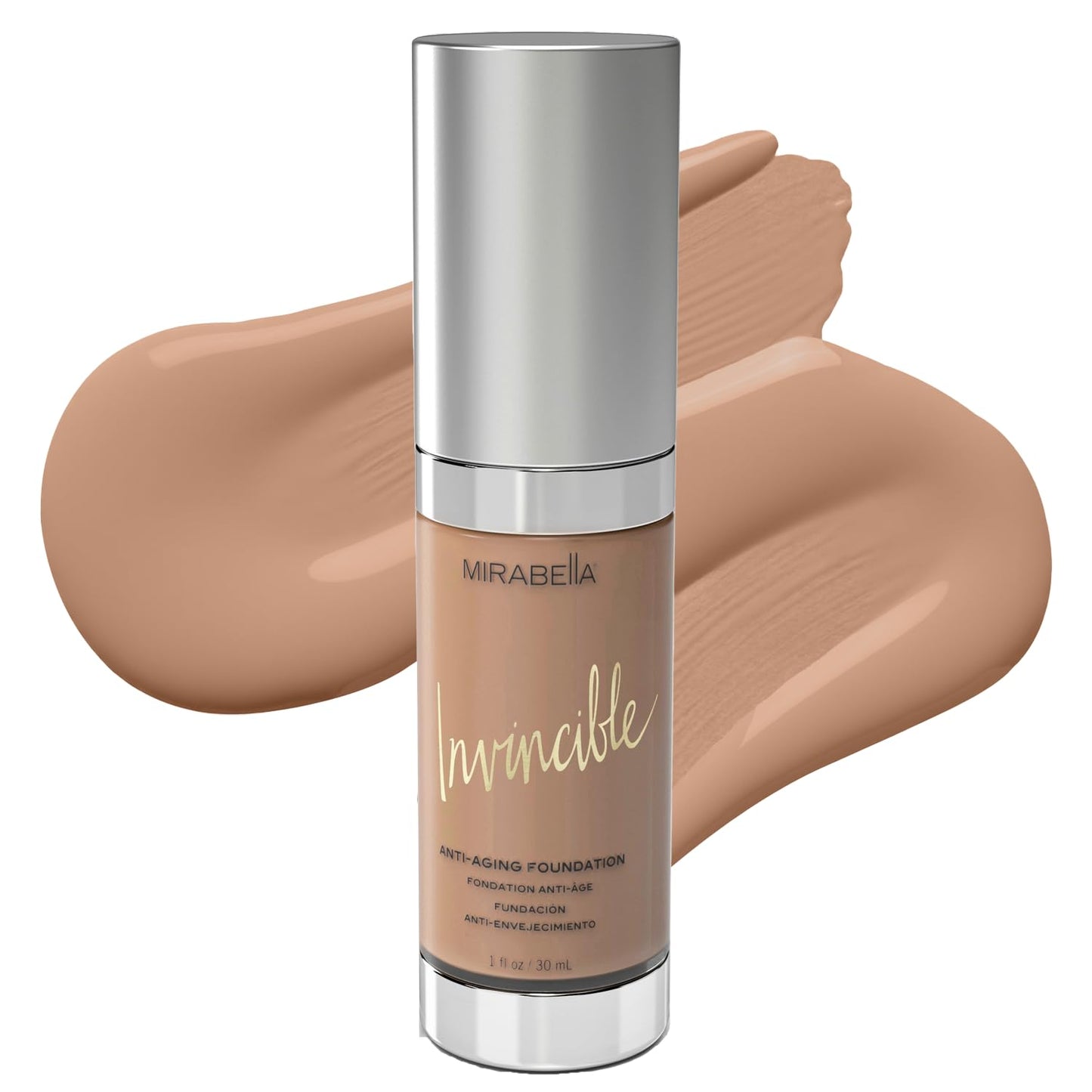 Mirabella Invincible HD Liquid Foundation - Full-Coverage, Moisturizing Makeup for All Skin Types | Dark V