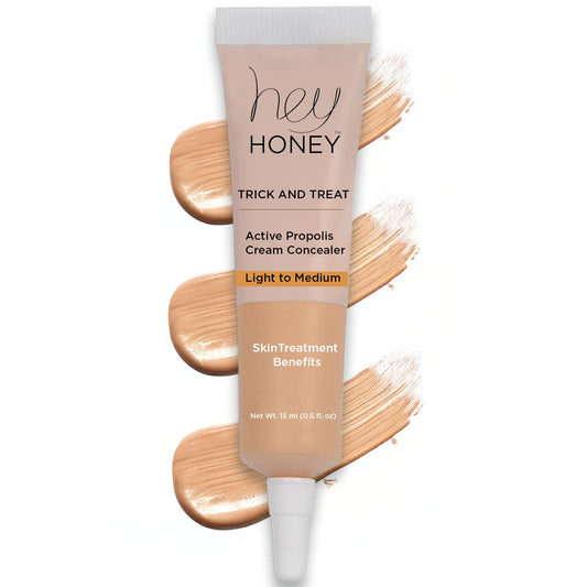 Hey Honey Skincare Trick & Treat Active Honey & Propolis Full Coverage Concealer | For Acne & Blemishes, Dark Spots, Around The Eye Dark Circles & Discoloration | Deep Tone | 0.5 Oz.