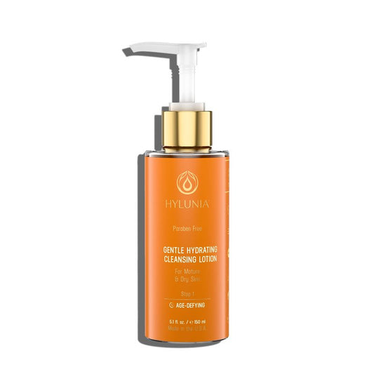 Hylunia Skincare Gentle Cleansing Lotion 5.1 oz with Hyaluronic Acid & Olive Oil Squalene – Hydrating, Non-Drying, pH Balanced Facial Cleanser for Sensitive & Mature Skin, Makeup Remover