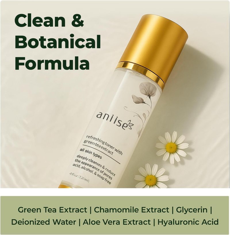 Green Tea Extract Facial Toner - Purifying & Hydrating Skin Care for All Types | 1 fl oz (30 mL)