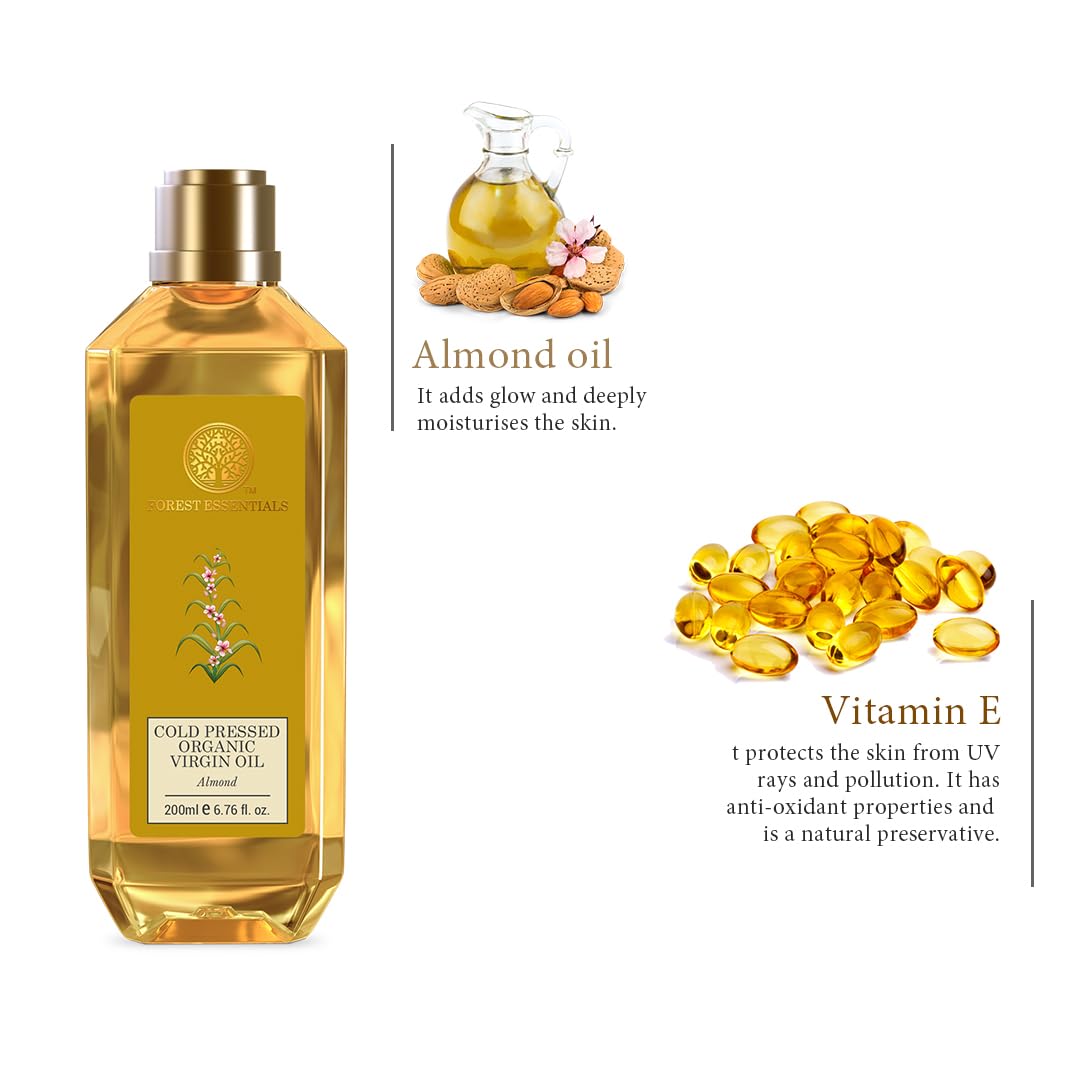 Forest Essentials Organic Cold Pressed Virgin Almond Oil - 200ml