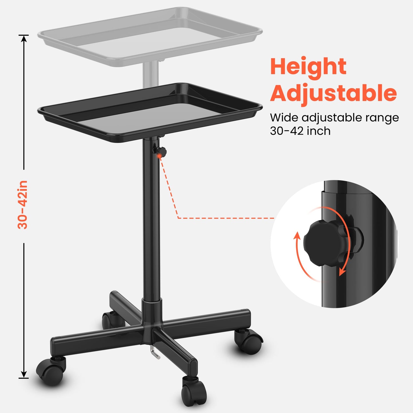TASALON Salon Tray on Wheels: Premium, Adjustable Height