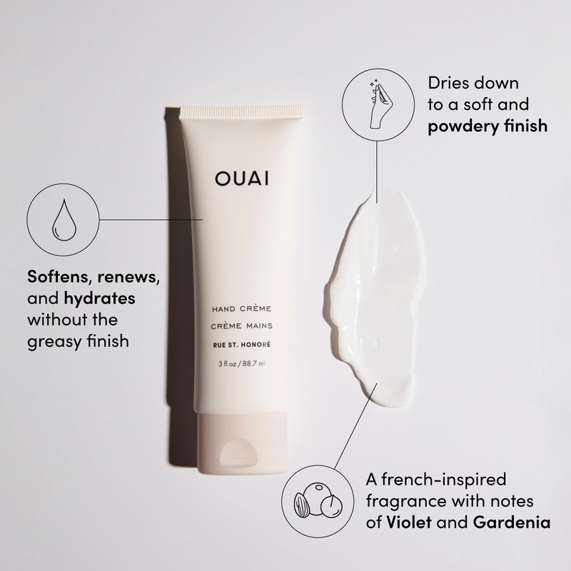 OUAI Hand Cream - Hydrating Coconut Oil & Shea Butter Balm for Soft Hands | 3 Oz Moisturizer