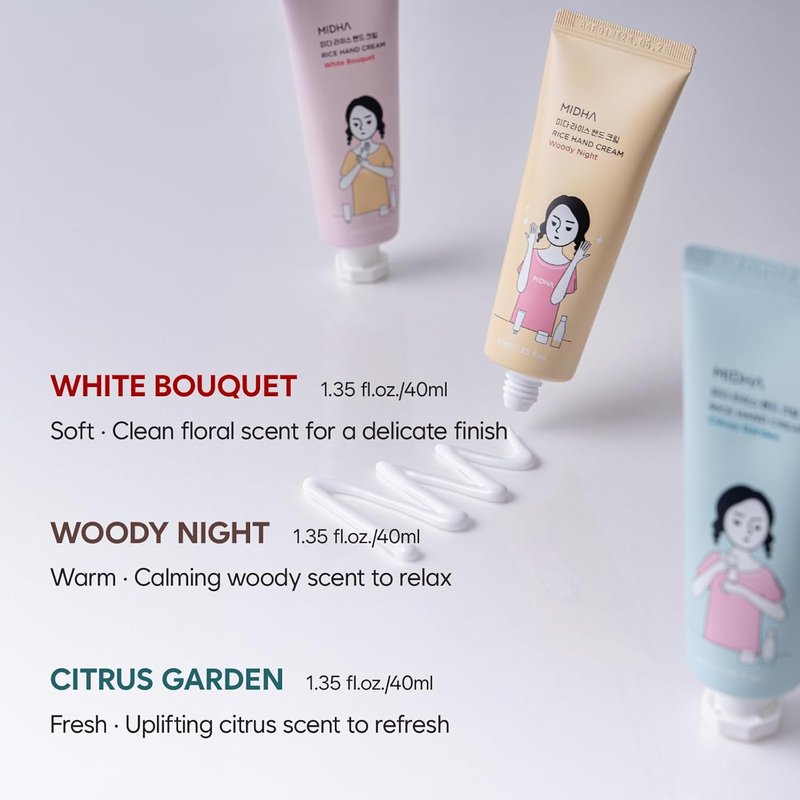 Rice Hand Cream Set - Moisturizing & Hydrating Formula | Non-Greasy, Lightweight, 1.35fl.oz/40ml