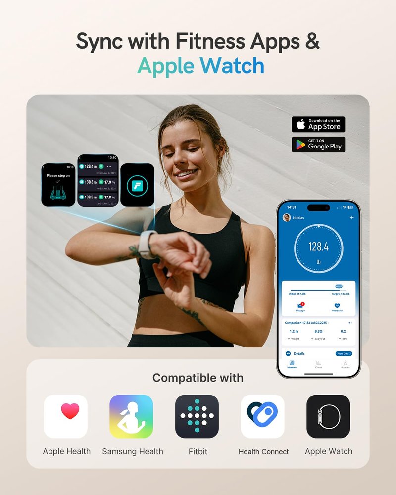 Masmssm Scale for Body Weight, FSA&HSA Eligible, Smart Scale with 9-in-1 VA Display, Bathroom Scale with 22 Body Metrics, Heart Rate, BMI, Body Fat, Muscle Mass, Compatible with iOS & Android