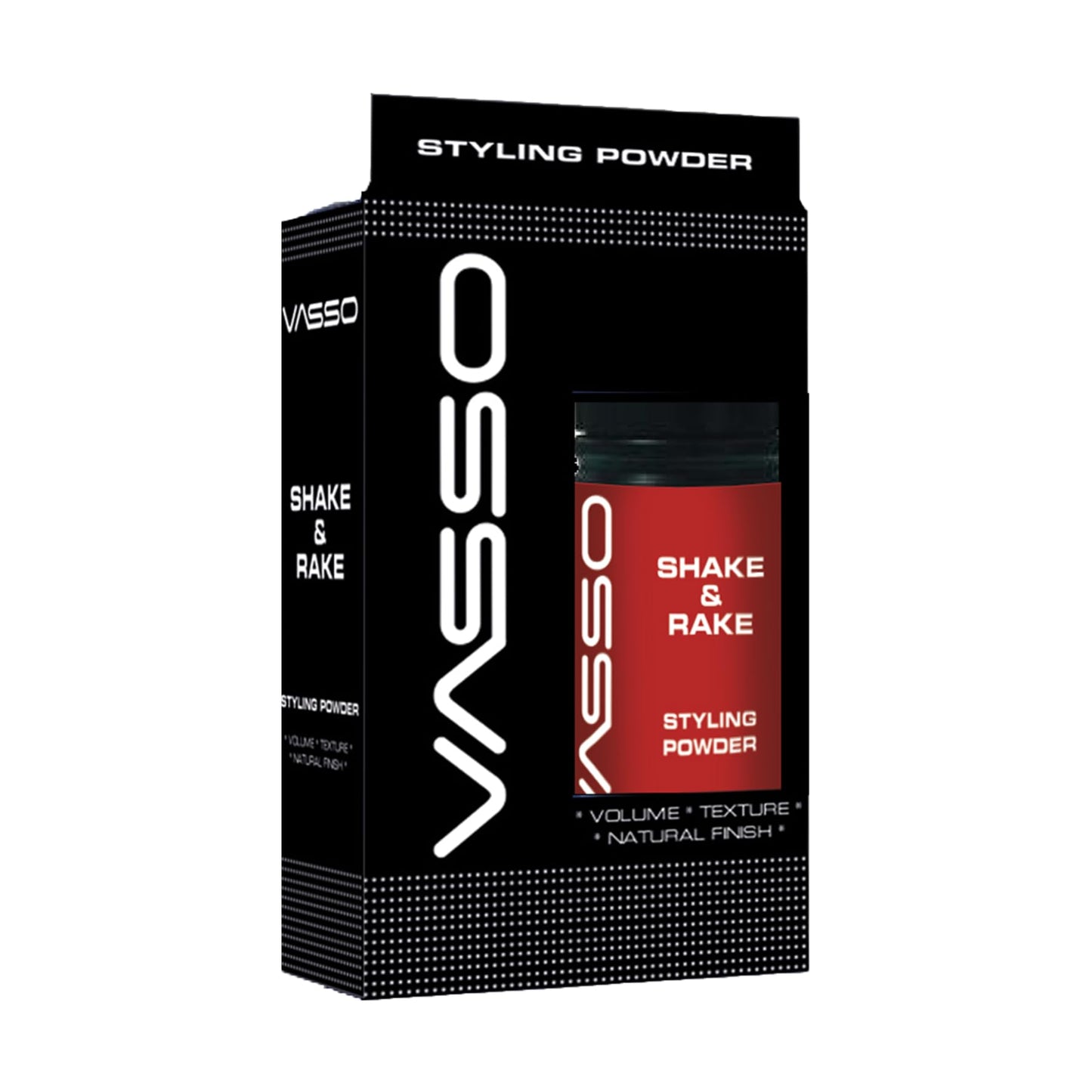 Vasso Shake & Rake Styling Powder for Men, Matte Finish Hair Volumizing Powder, Lightweight Texture Powder for Strong Hold & Natural Look, Barber Style Hair Powder