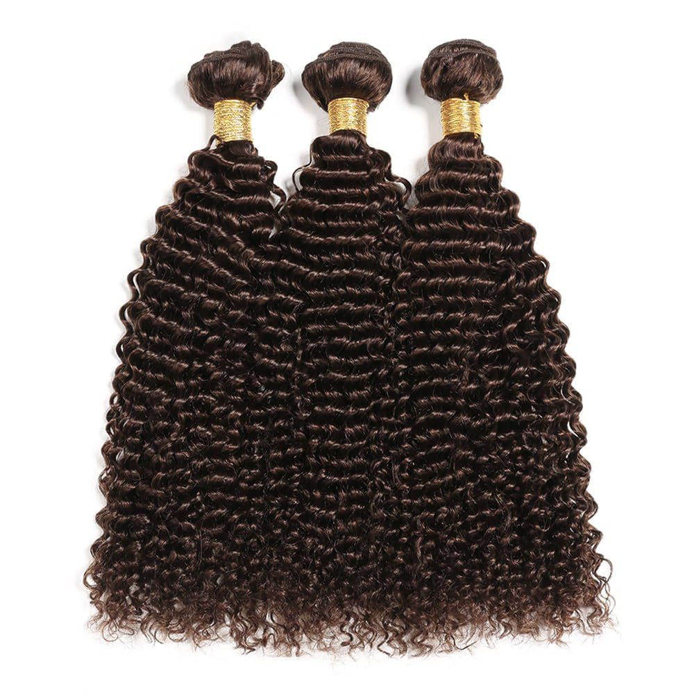 Curly Wave Human Hair Bundles 14 16 18 Inch #4 Chocolate Brown Bundles Human Hair 12A Unprocessed Native Virgin Hair 100/PC 3 Extensions Wet and Wavy Weave for Women