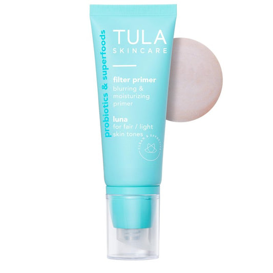TULA Skin Care Face Filter Blurring and Moisturizing Primer - Supersize Luna, Evens the Appearance of Skin Tone & Redness, Hydrates & Improves Makeup Wear, 2.02fl oz