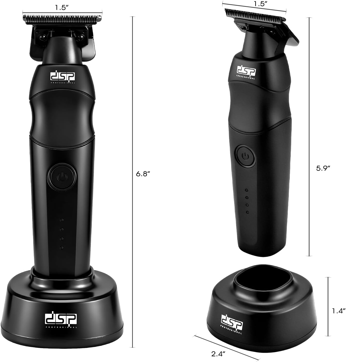 Professional Hair Trimmer for Men - Cordless Beard & Mustache Trimmer with Indicator Light | Low Noise, Zinc Alloy Body (Black)