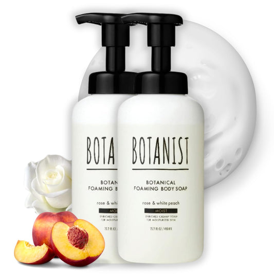 Botanist Foaming Body Wash for Women & Baby, Moisturizing Body Wash for Sensitive Skin with Shea Butter, Almond Oil, Cocoa Butter Made in Japan, Sulfate & Paraben Free 30.4 Fl Oz Rose& White Peach