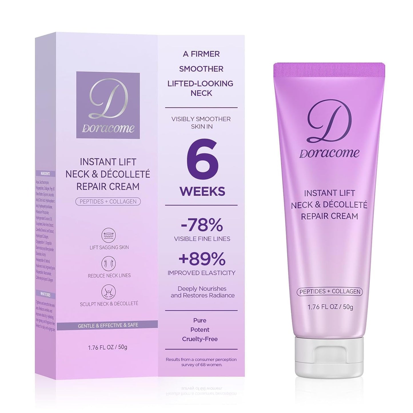 Retinol Neck Firming Cream - Collagen & Hyaluronic Acid for Anti-Aging | 1.76 Fl Oz