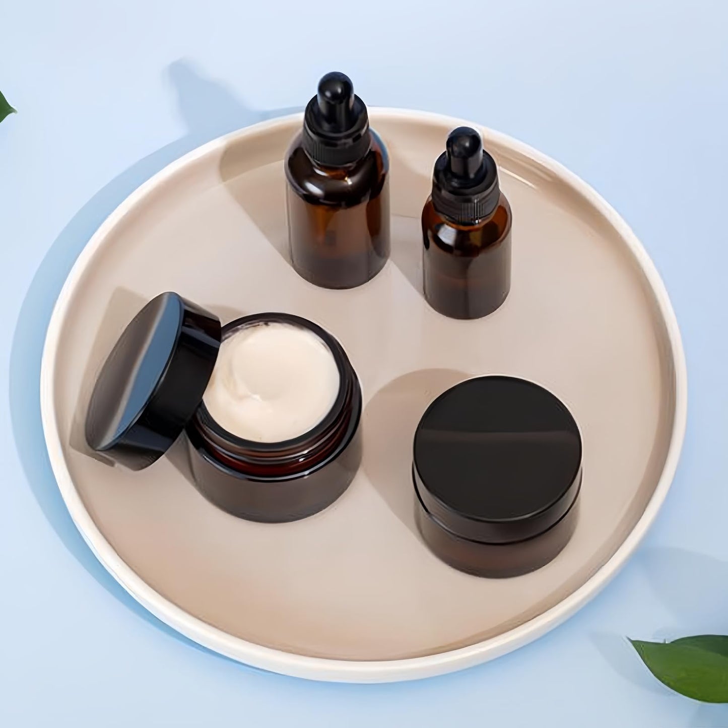ABuff 100 Pack 1oz Amber Plastic Jars with Lids 30ml Empty Cosmetic Jars Leak Proof Container Refillable Makeup Containers Travel Cosmetic Containers for Lotions Sample Cream