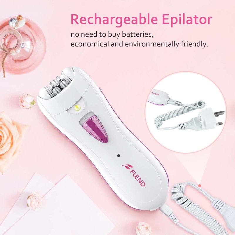 Epilator for Women - Rechargeable Smooth Glide Hair Removal Device with LED Light | Face, Bikini, Armpits, Arms, Legs