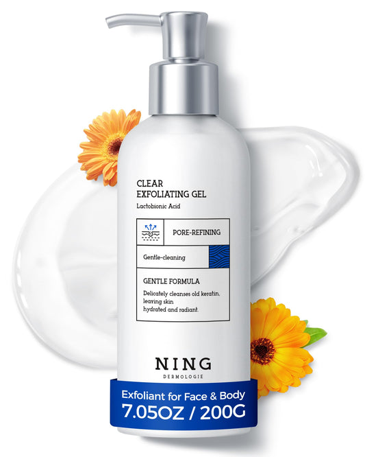 NING DERMOLOGIE Peeling Gel for Face 7.05oz Korean Face Exfoliator with PHA & AHA, Niacinamide - Chemical Peel Shot Exfoliant for Face & Body Dead Skin Cells, Blackheads, oil Control & Pores Care 200G