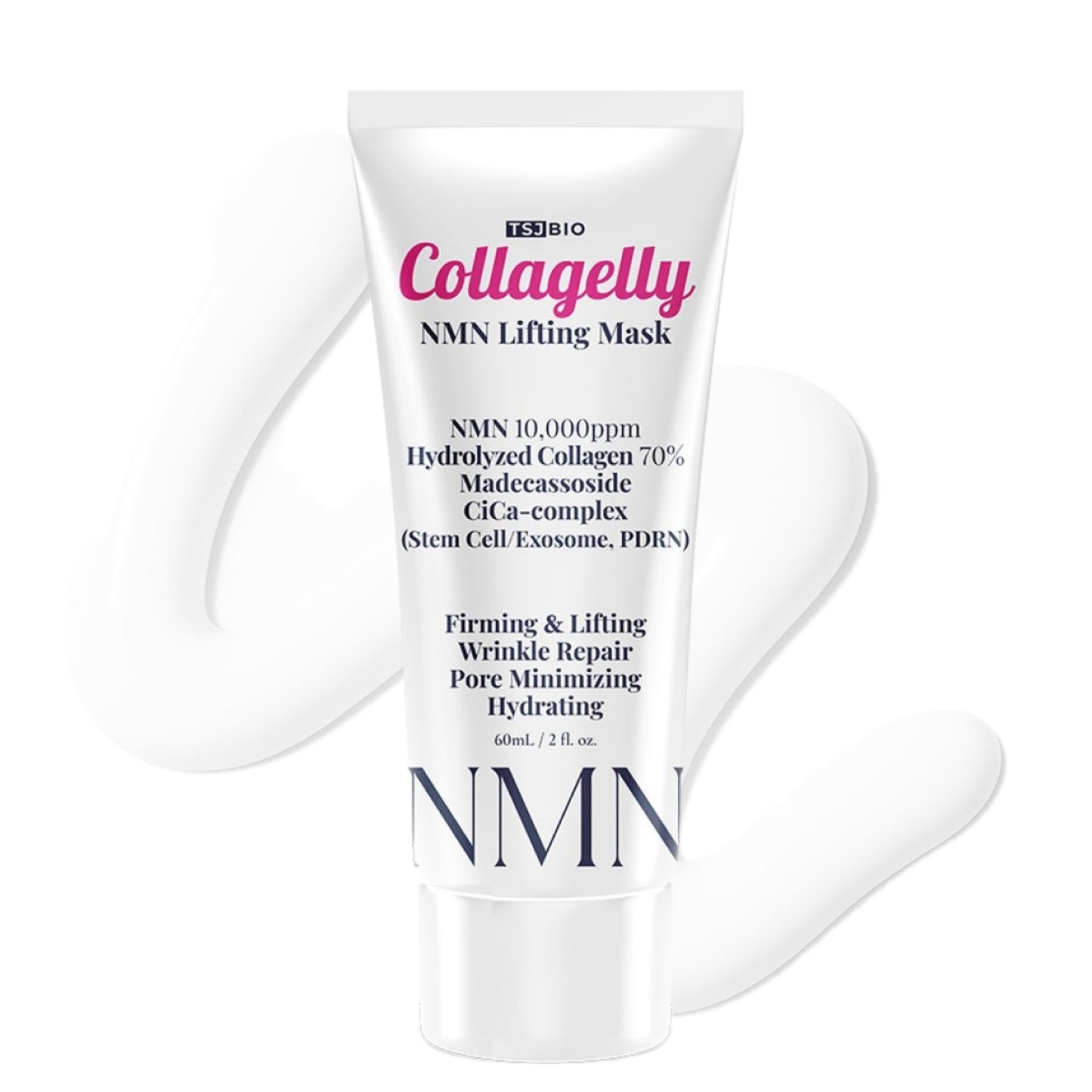 TSJ Bio NMN Collagelly Lifting Mask – 2.1 fl. Oz with 10,000ppm NMN, 70% Collagen, Exosome Complex - Exosomes for Skin Serum, Exosome, Stem Cell Peel-Off Face Mask for Anti-Aging, Firmness, Glow