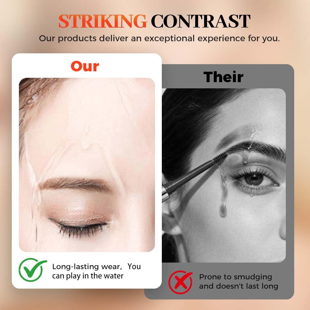 2Pcs Eyebrow Pencil, Upgrade 3D Magic Eyebrow Tattoo Pencils 4 Tip Eye Brow Pen, Long-Lasting Fine Stroke Microblade Eyebrow Pencil for Makeup Last All Day (Black)
